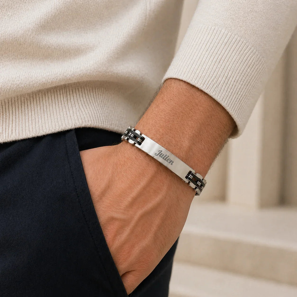 Bracelet homme robuste Acier à personnaliser