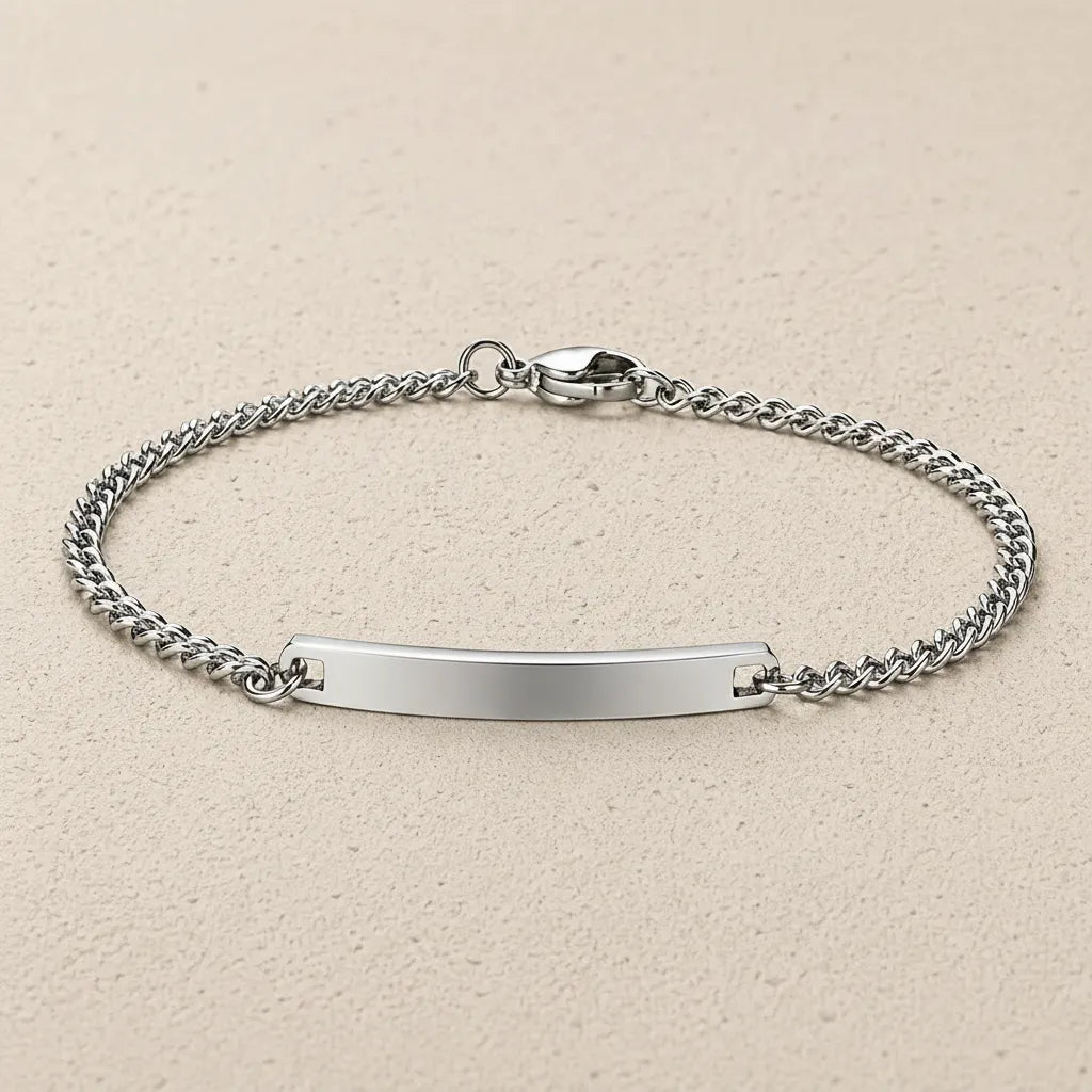 Gourmette femme minimaliste Argent personnalisée