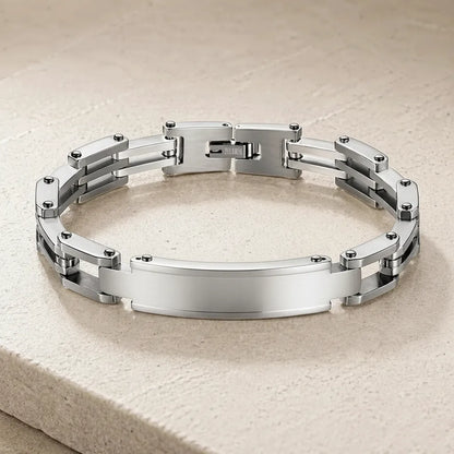 Gourmette homme classique Argent poli à graver