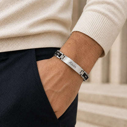 Bracelet homme maille Gourmette Argent gravure Prénom