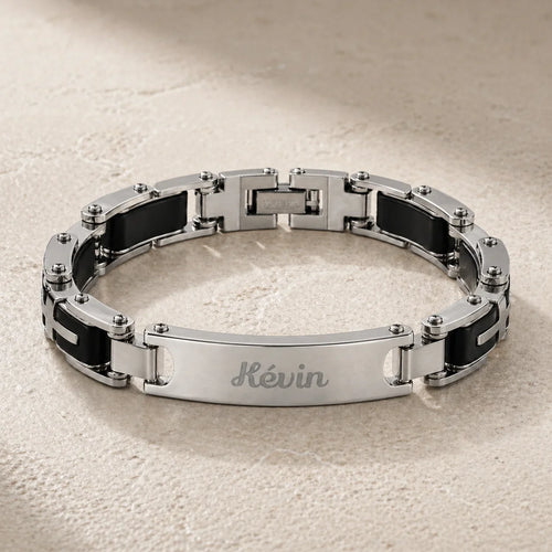 Bracelet homme maille Gourmette Argent gravure Prénom