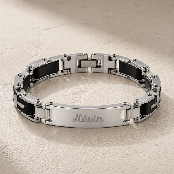 Bracelet homme maille Gourmette Argent gravure Prénom