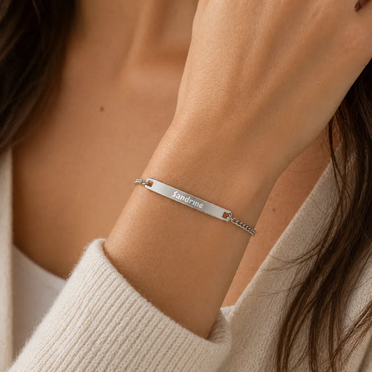 Gourmette femme minimaliste Argent personnalisée