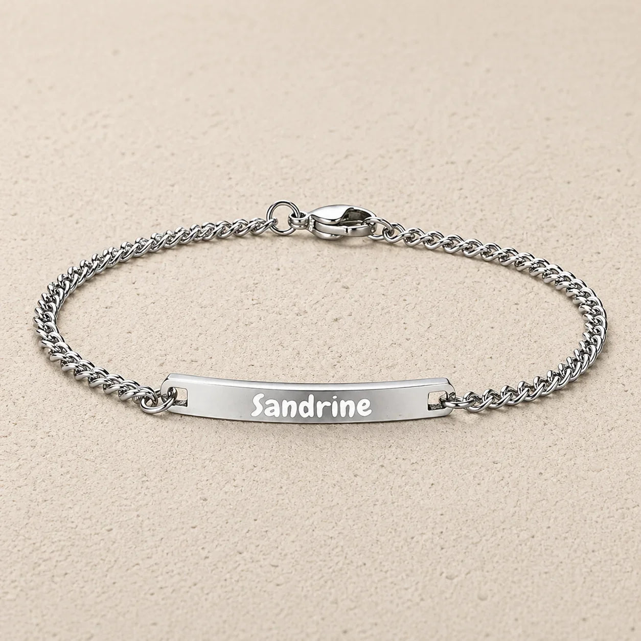 Gourmette femme minimaliste Argent personnalisée