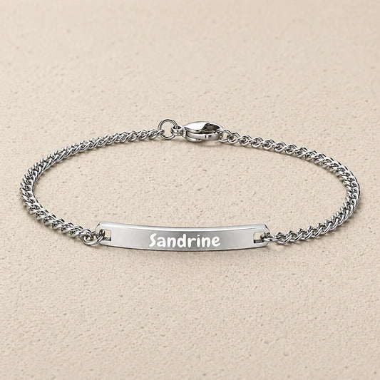 Gourmette femme minimaliste Argent personnalisée