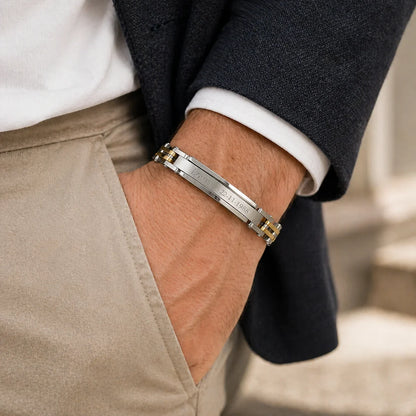 Gourmette homme bicolore Or et Argent à personnaliser