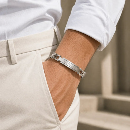 Gourmette homme classique Argent poli à graver