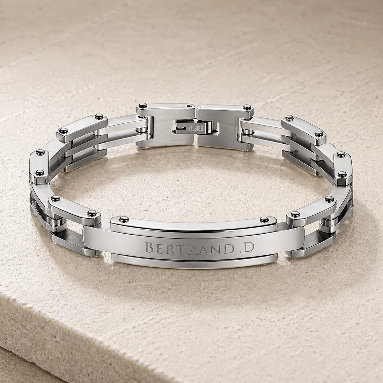 Gourmette homme classique Argent poli à graver