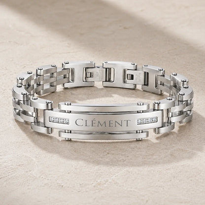 Gourmette homme prestige Argent et brillants Zircon
