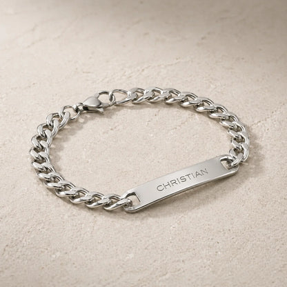 Gourmette mixte Prénom - Argent poli