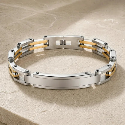 Gourmette homme bicolore Or et Argent à personnaliser