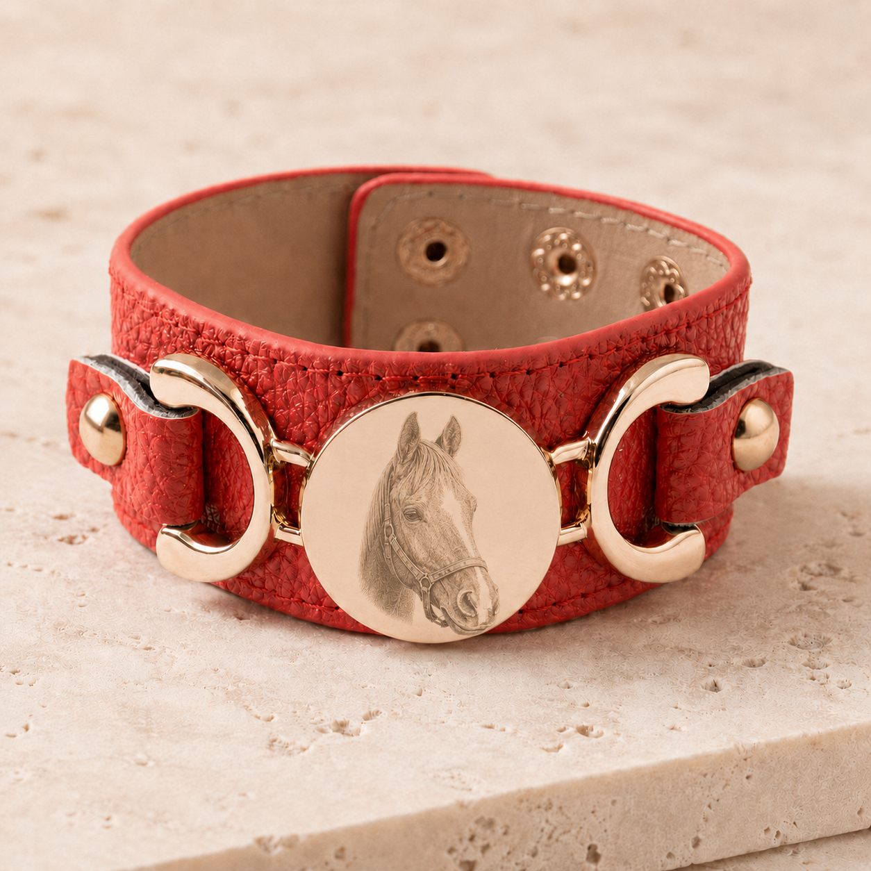 Manchette cuir personnalisée rouge