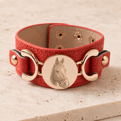Manchette cuir personnalisée rouge