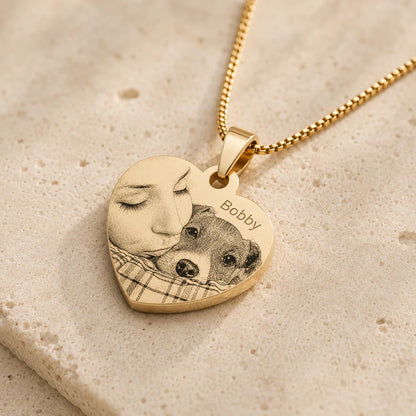 Pendentif coeur personnalisé texte et photo plaqué or
