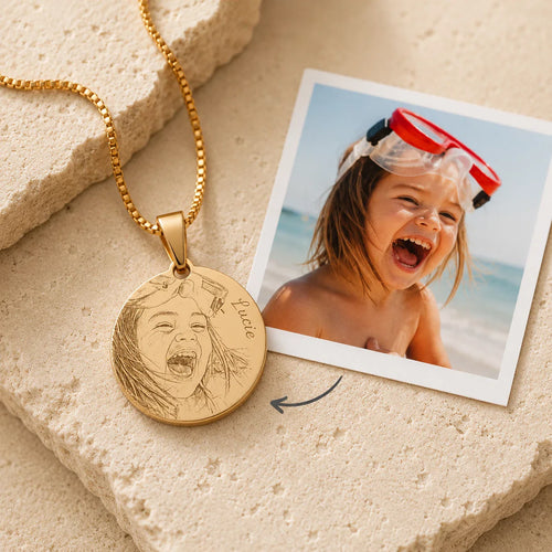 Pendentif personnalisé texte et photo plaqué or