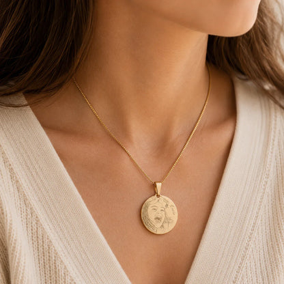 Pendentif personnalisé texte et photo plaqué or