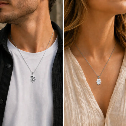 Pendentifs puzzle personnalisés photo et texte plaqué argent